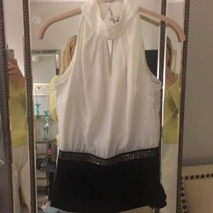 Worn once Black and White beaded shirt